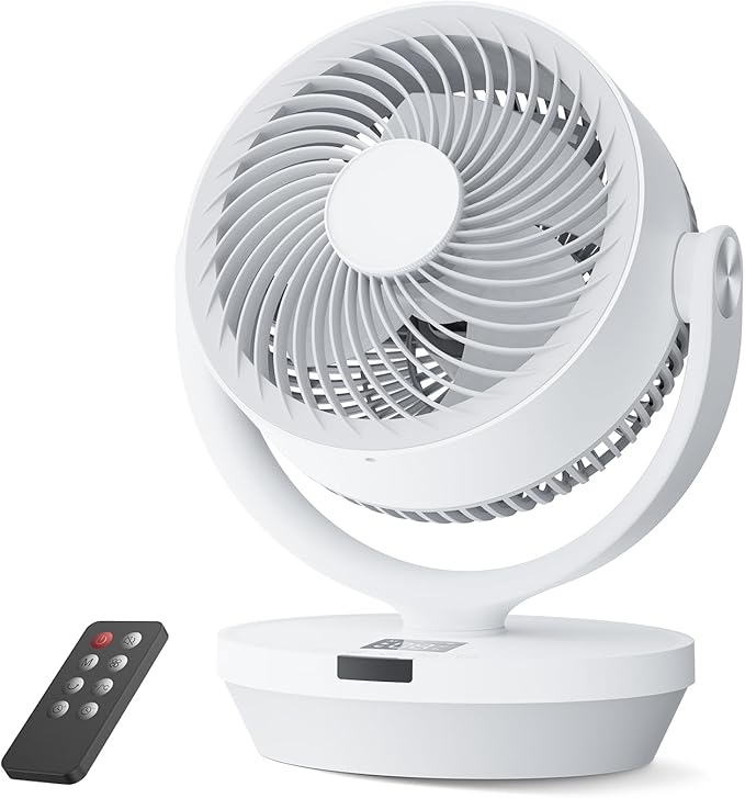 PNTCK Air Circulator Fan for Bedroom, 90° Oscillating & 120° Tilt, 60ft Strong