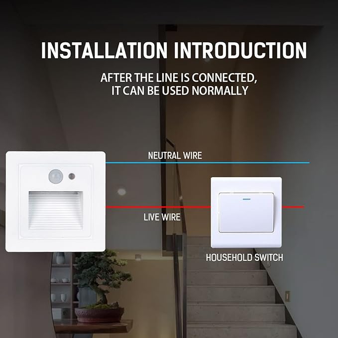 LED Recessed Step Wall Sconce,3W Indoor Outdoor Stairs Light IP65 Waterproof Human Body Induction Wall Lamp Corridor Night Light 85Mm85Mm,B,Induction