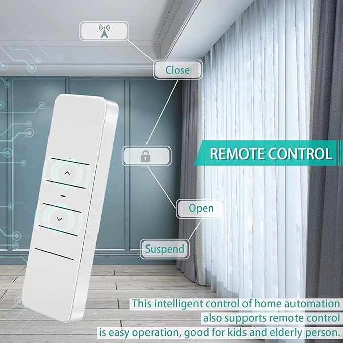 ZigBee 3.0 Smart Curtain Motor with Ripple Fold Track, Mini Silent Electric Drapery System, 1.2N.m App Voice Control Compatible with Alexa & Google Home (6 meters (236.2 inches))
