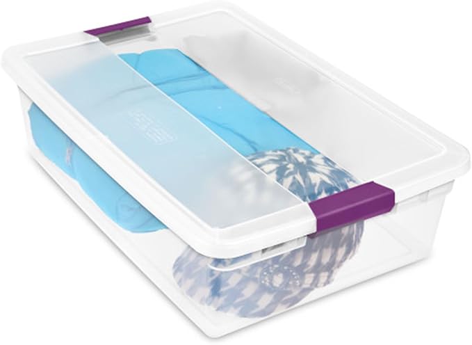 Sterilite 6-Pack 32 Quart ClearView Latch Box, Stackable Organizer Bins with Latching Lids - Clear Plastic Organization Containers for Closet, Bedroom, Shelving Units and Everyday Home Storage