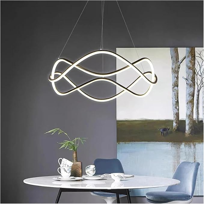 Modern Home Decor Led Lights Pendant Light Lamps for Living Room Chandeliers for Dining Hanging Indoor Lighting,Modern LED Chandelier(APP with RC Dimmable,Black-D50cm)