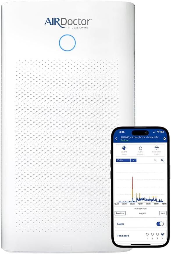 AIRDOCTOR AD5500i SMART HEPA Air Purifier for Extra Large Spaces & Open Concepts with UltraHEPA, Carbon & VOC Filters - Captures particles 100x Smaller than HEPA Standard (AirDoctor 5500i Smart)