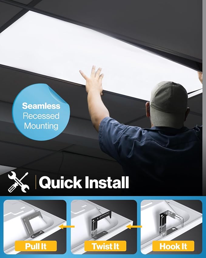 Sunco 12 Pack 2x4 LED Flat Panel Light Drop Ceiling Office Fixture, 6500 LM, Selectable Features, 30W/40W/50W, 4000K/5000K/6000K, Dimmable (0-10V), Surface or Suspension Mount, Dustproof ETL