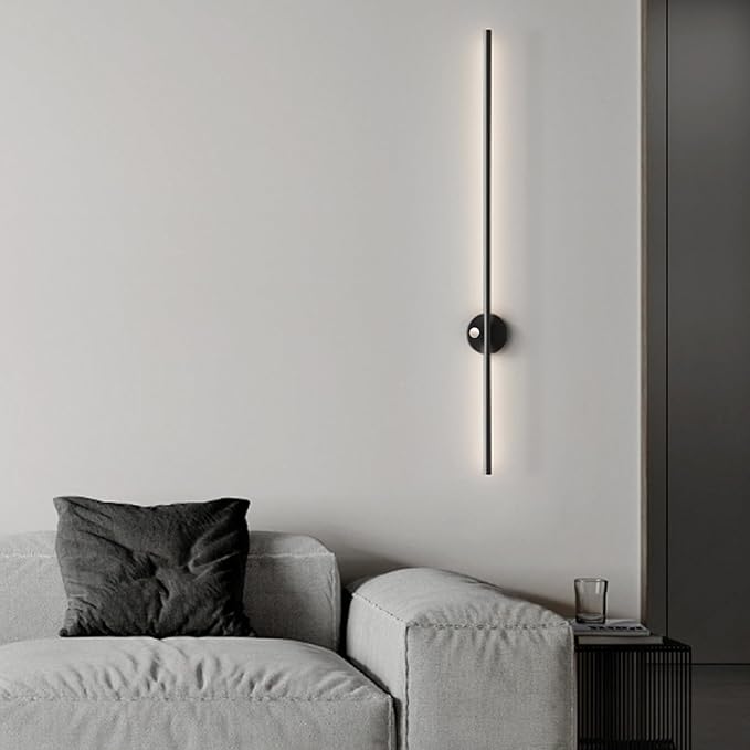 LED Long Strip Wall Lights with Motion Sensor Lamp 3000K/4000K/6000K Lighting Modern Simple Aluminum Mounted Indoor Bedside Decoration Light Living Room(Gold Warm Light,100cm)