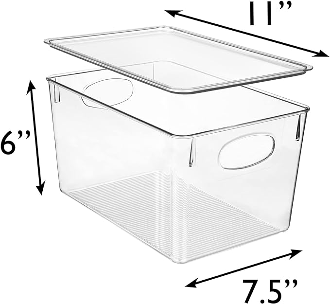 ClearSpace Plastic Storage Bins With lids, 4 Pack – Perfect Pantry Organization and Storage – Fridge Organizer, Pantry Storage Containers and Storage Bins, Cabinet Organizers