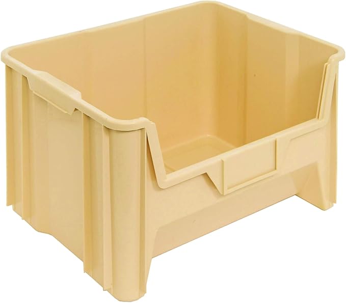 Hudson Exchange 20" x 15" x 12.5" (1 Pack) Plastic Giant Stackable Hopper Bin Container, Tan