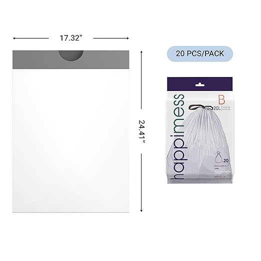 happimess 5.3 Gallon Drawstring Trash Bags, Heavy Duty LDPE Liners