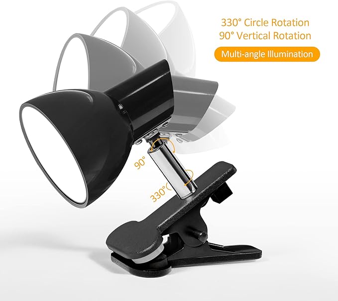 Clamp Light, Super Bright Clip Lamp for Book Reading in Bed Headboard Light, Easy to Attach Illumination Powerful Small Compact Clamp Lamp Black