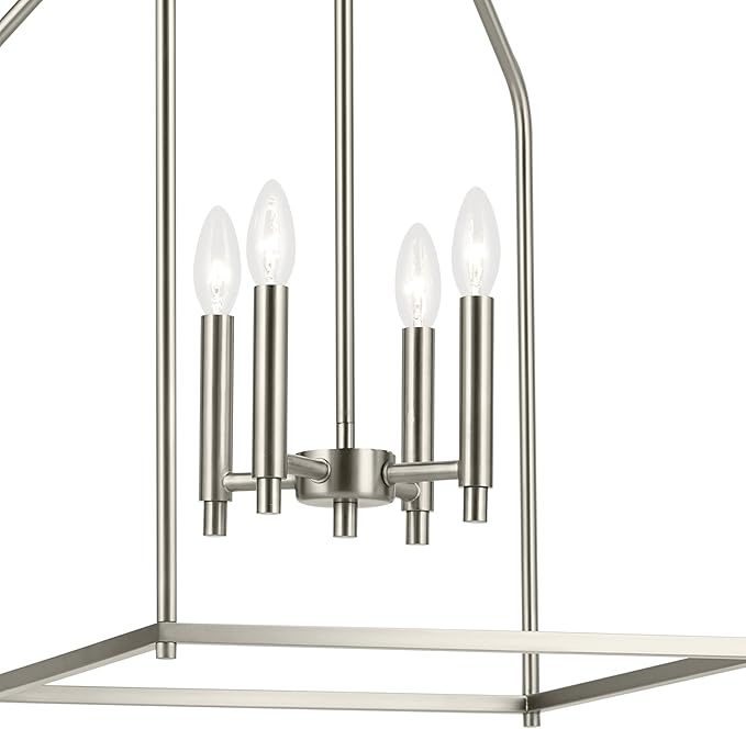 Kichler Madden 25.5" 4 Light Pendant in Brushed Nickel, Soft Modern Fixture, for an Entryway, Breakfast Nook, Laundry Room, (25.5" x 16"), 52722NI