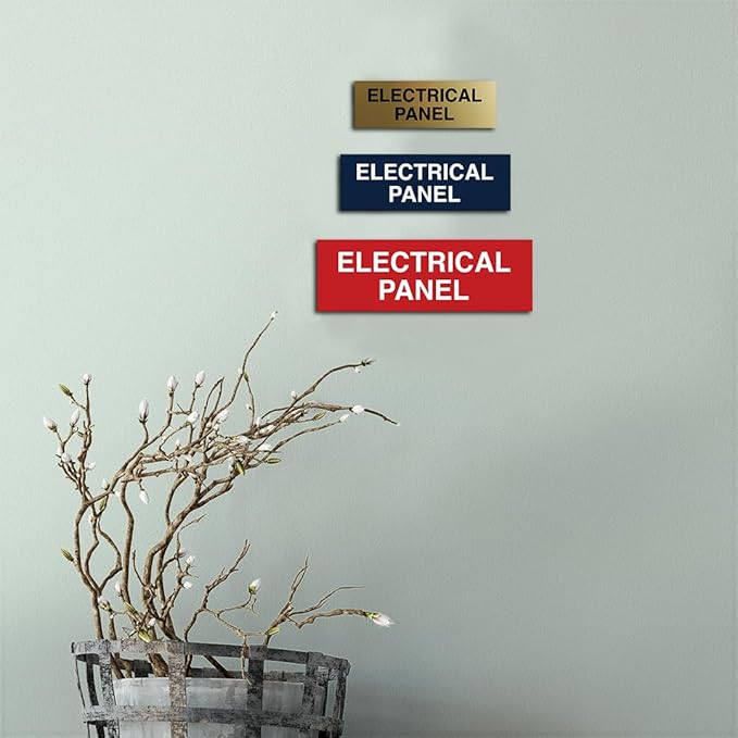 All Quality Basic Electrical Panel Sign - Fire Regulation Safety Compliance Sign - Black/Gold - Medium (2 Pack)