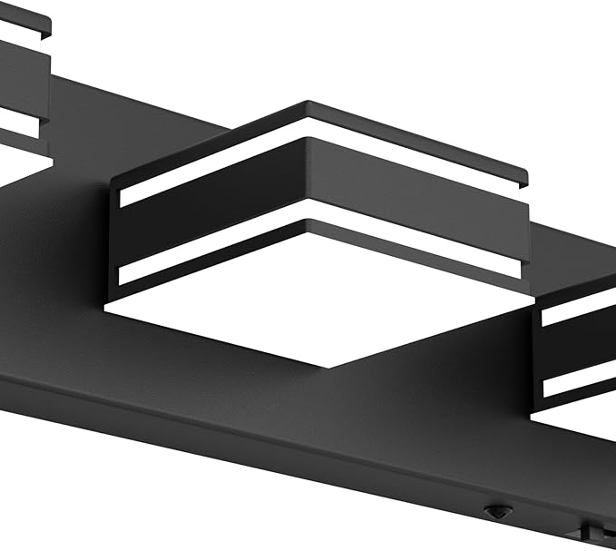 Ralbay 55inch Black Vanity Light 5 Color Temperatures (3000K-6000K) Dimmable Metal Acrylic LED Modern Matte Black Bathroom Wall Lighting for Mirror (7-Light)