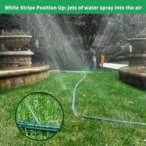 Watoo 2026 Sprinkler Hose & Soaker Hose for Yard - 150 FT Reinforced Flat Garden Hose with Holes, Heavy Duty No-Kink Lawn Irrigation Hose (Includes Stakes, High Pressure Spray)
