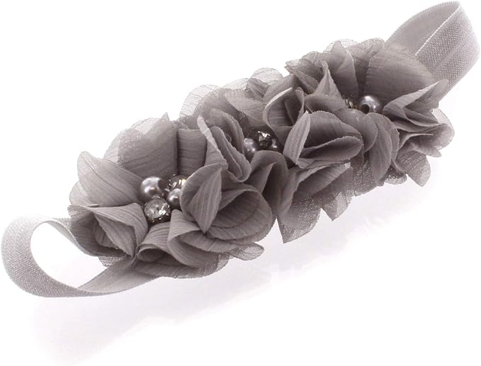 My Lello Flower Headbands Baby - Girls - Toddler Fabric Beaded Stretchy Elastic Pair