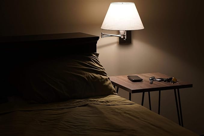 Kira Home Cambridge 15" Modern Swing Arm Wall Sconce with White Empire Fabric Shade, 2-in-1 Plug in or Hardwired Wall Lamp with 3-Way Switch, Satin Nickel Finish