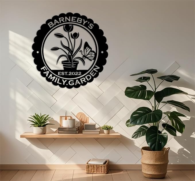 Custom Garden Metal Wall Art Personalized Garden Name Sign Yard Sign Decorative Outdoor Gardening Decor Gifts for Gardeners