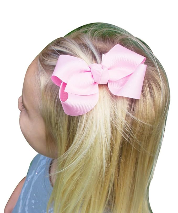 Baby Girl's 2Pcs Cute 3 Inch Pure Color Bow-knot Hair Clip for Photography Travel Daily Life (Pink)