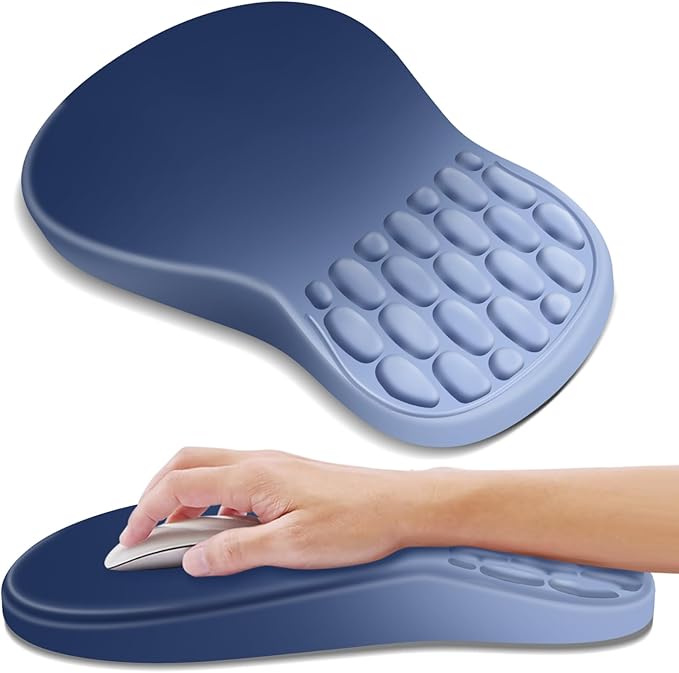YIWEI Ergonomic Mouse Pad with Wrist Rest - Comfortable Office Mousepad with Memory Foam Wrist Support for Carpal Tunnel Relief, Mouse Pads with Non-Slip Base for Gaming and Home (Gradient Blue)