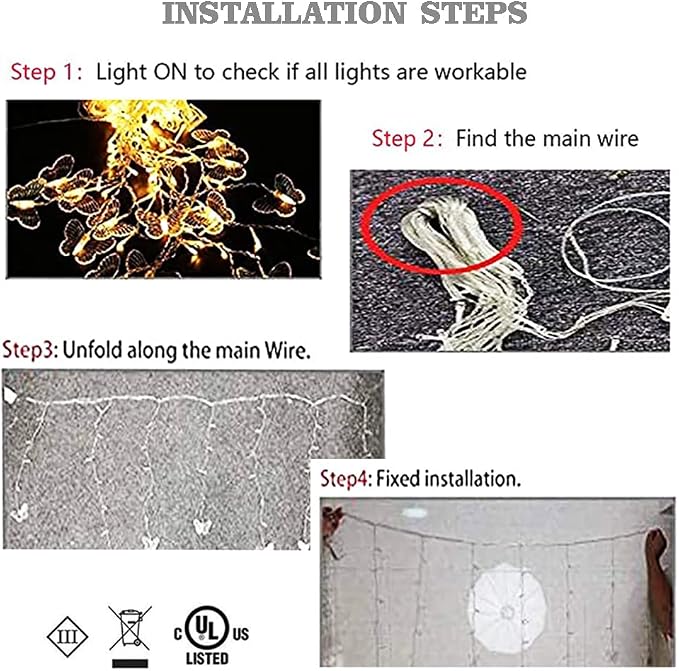 Butterfly Curtain Fairy Lights USB Plug in,8 Modes 120 LED 20FT Firefly Twinkle Timer String Lights with Remote, Waterproof Copper Wire for Bedroom Patio Christmas Wedding Party (Cool White)