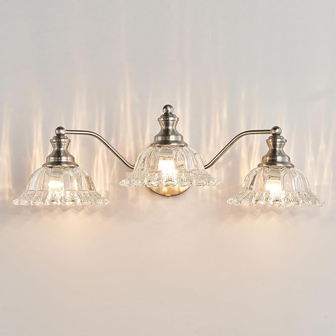 XIEDUN Brushed Nickel Bathroom Vanity Light Fixture 3 Light Vanity Lights for Bathroom Vanity Light Fixtures