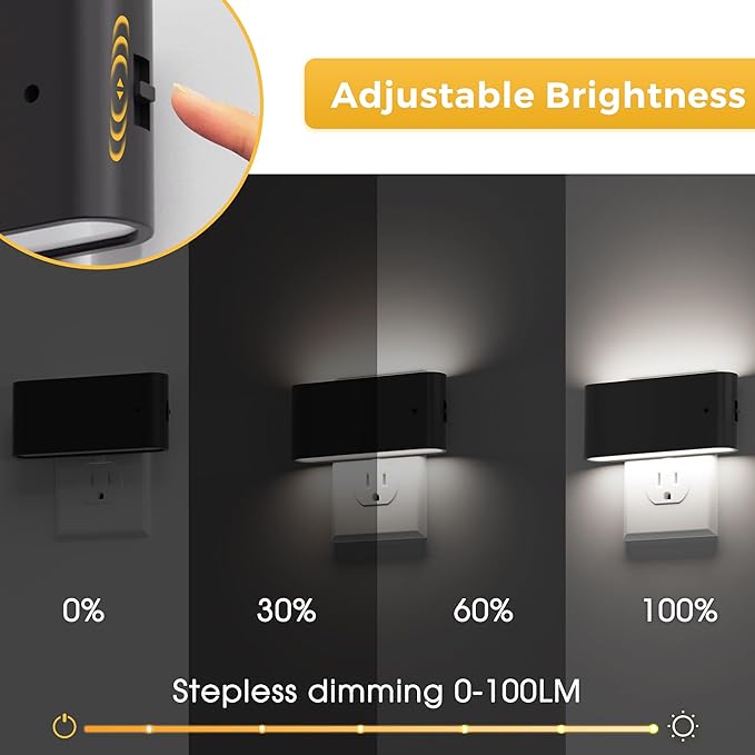 L LOHAS LED Night Light, Dimmable Modern LED Night Lights Plug into Wall,Dusk to Dawn Sensor Night Lights for Kid, 0-100LM 5000K Nightlight for Hallway Bedroom Stairway