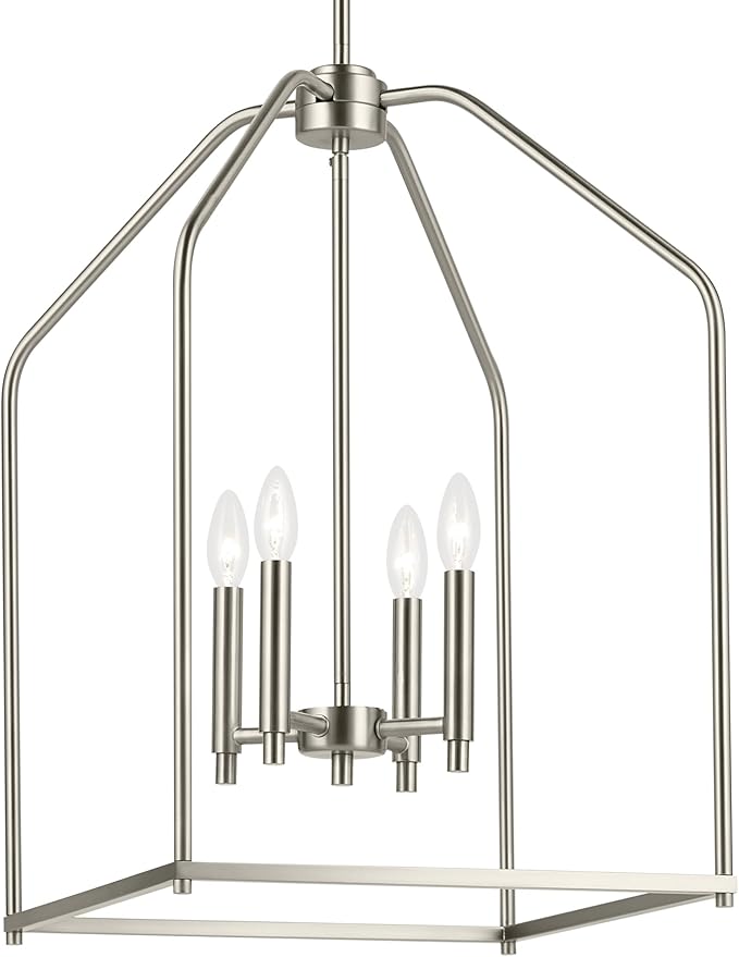 Kichler Madden 25.5" 4 Light Pendant in Brushed Nickel, Soft Modern Fixture, for an Entryway, Breakfast Nook, Laundry Room, (25.5" x 16"), 52722NI