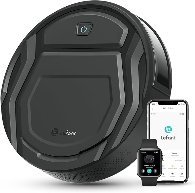 Lefant M210 Pro Robot Vacuum, 4000Pa Suction, 200 Mins Runtime, Quiet, Ultra-Slim, Self-Charging Robotic Vacuum Cleaner, WiFi/App/Alexa Control, Ideal for Pet Hair & Hard Floors
