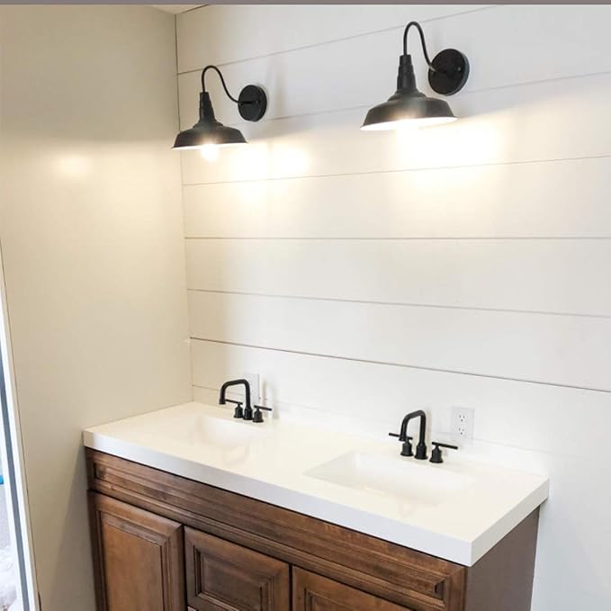 BRIGHTESS #80 Retro Black Wall Sconce Lighting Barn Flat Lights Industrial Vintage Farmhouse Wall Lamp Outside Led Light Fixtures E26 Bathroom Kitchen Bedroom Hardwired