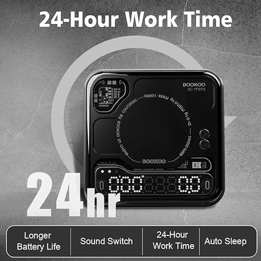 BOOKOO Coffee Scale Espresso Scale with Timer Mini Digtial Coffee Scale Rechargeable with Auto Mode Flow Rate Mode for Coffee Extraction Scale for Coffee APP Bluetooth Connection Coffee Bean Scale