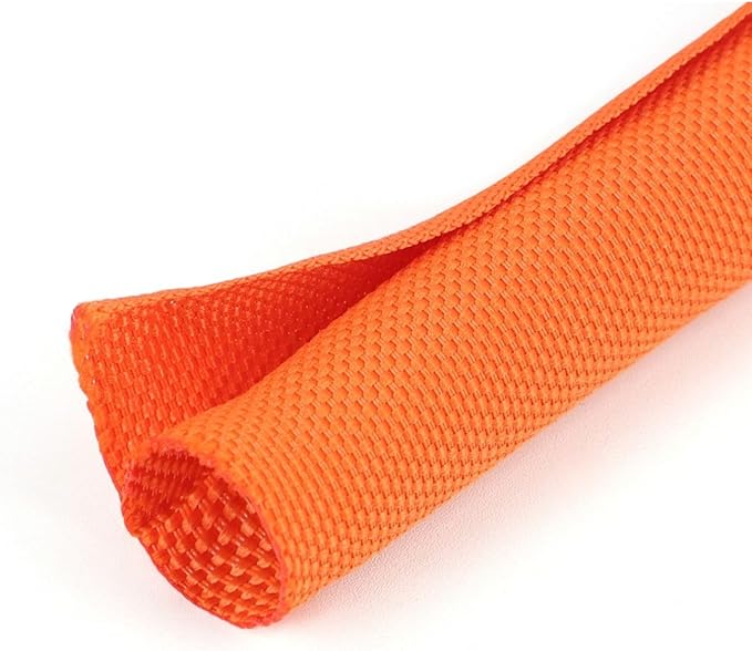 HOLED 3/16 inch Split Braided Cable Management Sleeve for USB Cable Power Cord Audio Video Cable, Wire Loom Cord Protector from Cat Dog Chewing (Orange, 10FT)