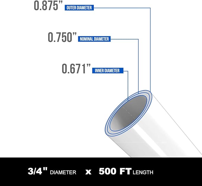 Pex-A Tubing - 3/4" x 500 Ft Coil; Non-Barrier Water Tube for Plumbing, White