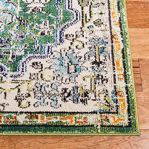 SAFAVIEH Madison Collection Accent Rug - 3' x 5', Green & Turquoise, Medallion Distressed Design, Non-Shedding & Easy Care, Ideal for High Traffic Areas in Entryway, Living Room, Bedroom (MAD447Y) - color: Green/Turquoise, size: 3' x 5' (Rectangular)