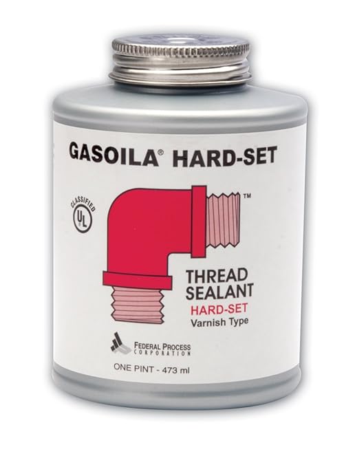 Gasoila Hard-Setting Permanent Thread Sealant, Fast-Drying Red Varnish Sealant for PVC, Metal, Rubber, Wood & More – -100°F to 600°F Temp Range, Brush in Cap Applicator, BT08, 1/2 Pint Can