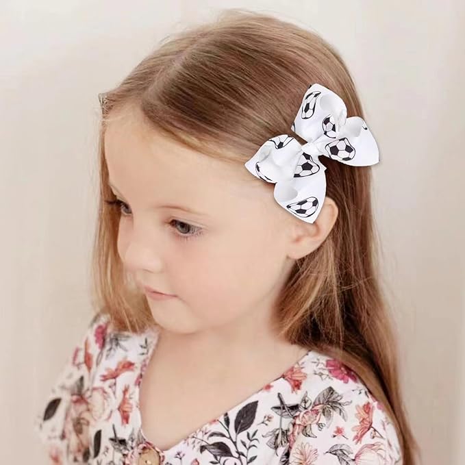 Soccer Hair Accessories, Soccer Hair Bows, Soccer Ball Bow，Soccer Ribbon Bow Hair Clips ，bows Hair Accessories for girls.A (Blue)