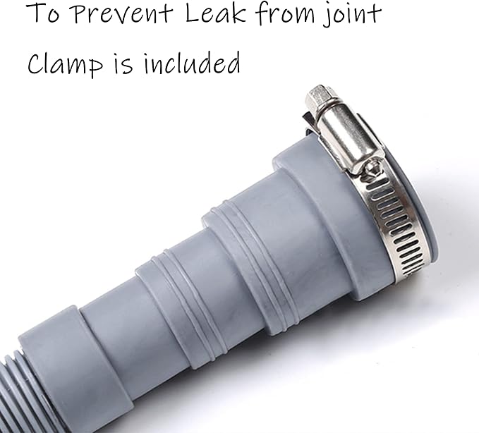 HLMOptimo 10 Feet Universal Washing Machine Drain Hose Flexible Dishwasher Drain Hose Extension Kits Corrugated Washer Hose w/ 1 Adapter 4 Clamps 1 U-Bend Holder