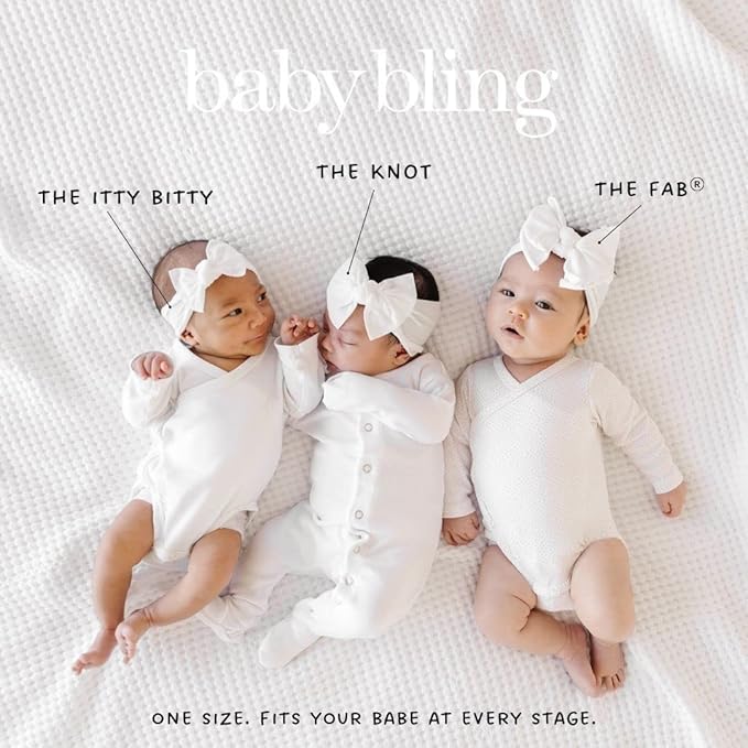 Baby Bling Bows Newborn to Little Girls Hair Bow - FAB-BOW-LOUS Headbands Toddlers Hair Accessories, One Size (2 Pack - Zinnia and Ivory)