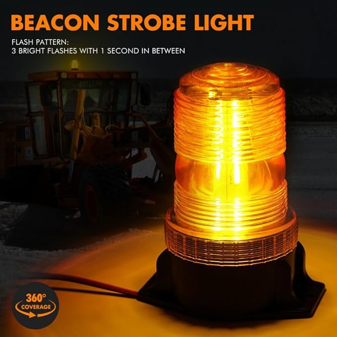 Xprite 30 LED Amber Forklift Beacon Strobe Light Safety Warning Flashing Lights for 10-110V Mower, ATV, Trucks, Tractor, Golf Carts, UTV, Cars, Bus