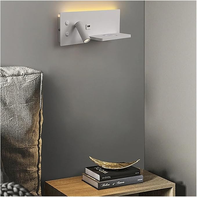 Wireless Charging Column Modern Minimalist Style LED Tone Wall Light Black White Luxury Home Decor Appliances Bedroom Nightstand,Modern