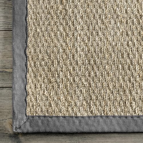 Nuloom Elijah Dark Grey/Natural, 5' x 8', Basketweave, Seagrass, Soft and Textured, High Traffic, Stain Resistant, Easy Clean, Durable Area Rug for Bedroom, Living Room, Dining, Den, Foyer, Entryway - color: Dark Grey, size: 5' x 8' (Rectangular)