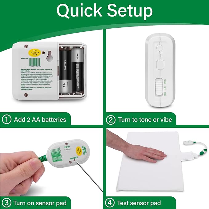 Smart Caregiver Chair Exit Alarm System with Wireless Pager and for Fall Prevention | Chair Alarm Alerts Caregiver When They Get Up from The Chair | USA-Based Company and Customer Support