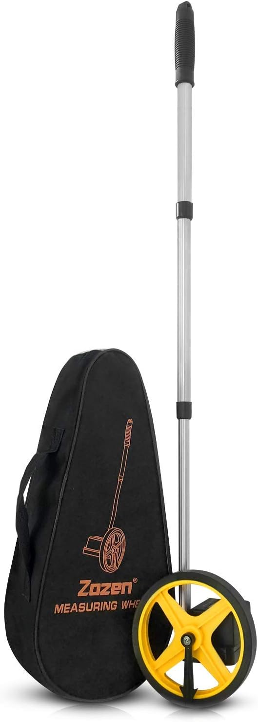 Zozen Measuring Wheel in Feet and Inches, 6-inch Measure Wheel - Telescopic/Mechanical/One Key to Reset/Starting Point Arrow and Cloth Carrying Bag, Measurement Up to 10,000Ft.