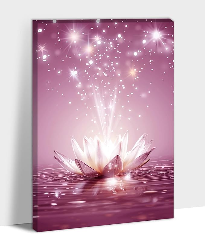 Zen Lotus Floral Pictures Wall Art, Water Lily Bloom Picture, Lotus Flower Canvas Art Print, Calm Relax Poster, Spiritual Zen Flower Print for Zen Office Decor Meditation Poster24x36 inch