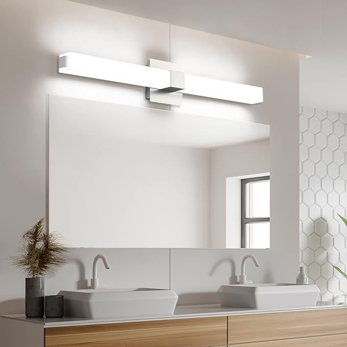 ZUZITO Bathroom Vanity Light Brushed Nickel - Modern LED Vanity Lighting Fixtures - 32 Inch Bathroom Lights Over Mirror 6000K Bright White Light