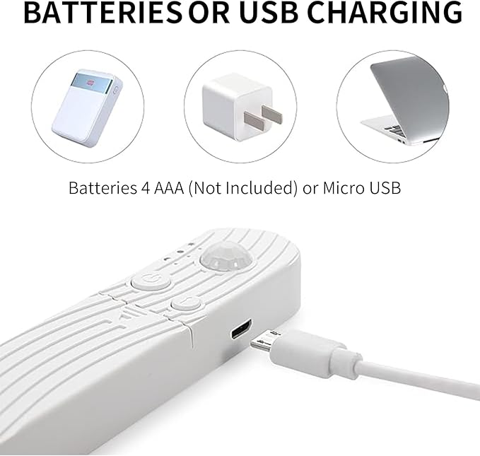 5V Motion Sensor COB LED Strip Lights,Time-Delay and Brightness Adjustable,Two Power Supply Options: Batteries(Not Included) or USB,6.56FT/2M,Cool White 6500K,320LEDs/M,for Kitchen Cabinet