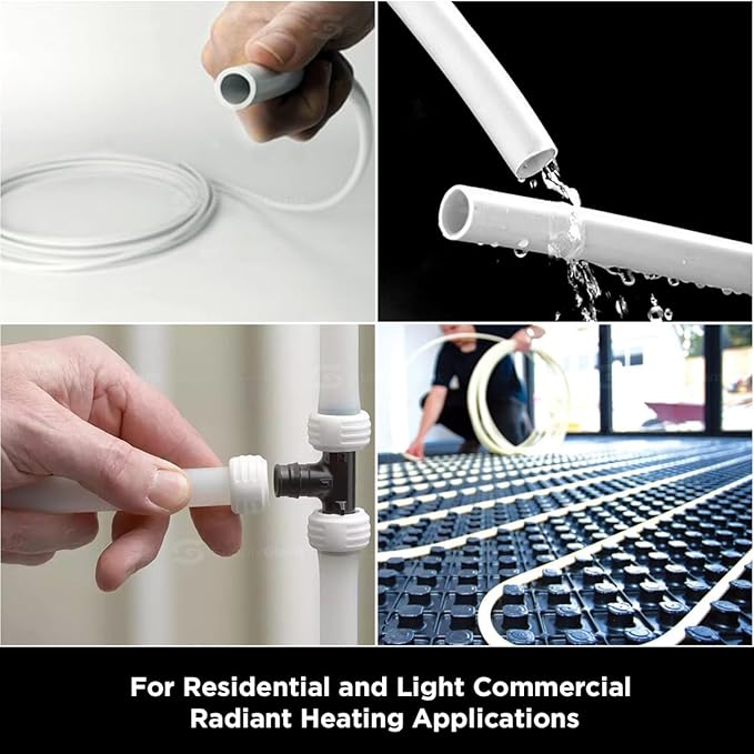 Pex-A One-1/4 Inch x 100 Ft Coil, Non-Barrier Pipe for Potable Water, Flexible Water Pipe for Plumbing, White Tubing