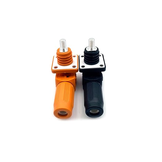 120A Battery Energy Storage Connector, 25mm² High Current Connectors IP67 Waterproof Stud Wiring Power Adapter Quick Plug Terminal Right Angle Plug and Socket (1000V Black+Orange)