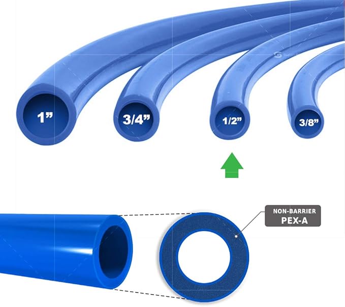 Pex-A Tubing 1/2 Inch x 300 Ft Coil, Non-Barrier Pipe for Potable Water, Flexible Water Tubing for Plumbing, Blue
