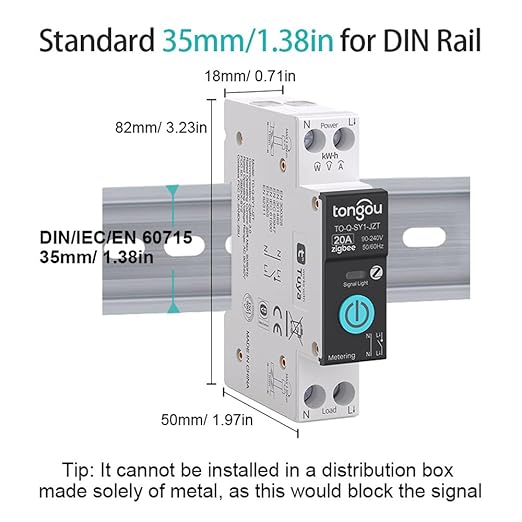 ZigBee DIY Smart Switch 20A| DIN Rail Switch| 1P+N 90-240VAC| Real-time Power Monitoring| Remote Control and Set Timer for Home Automation| Support Tuya/Smart Life| Voice Control| FCC Certified