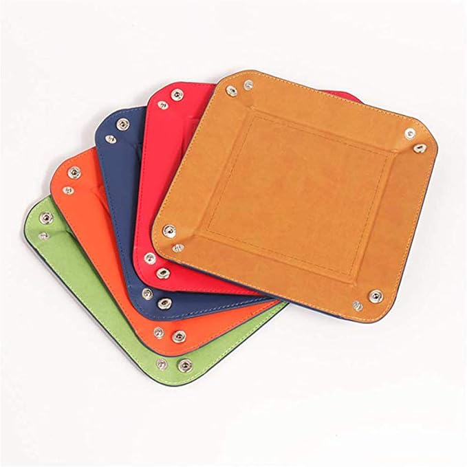 siduater Valet Tray Desktop Storage Organizer, Vegan Leather Catchall Tray Bedside Vanity Tray Nightstand Caddy Holder for Remote Controller, Watch, Keys, Phone, Wallet, Sunglasses, Jewelry, Khaki