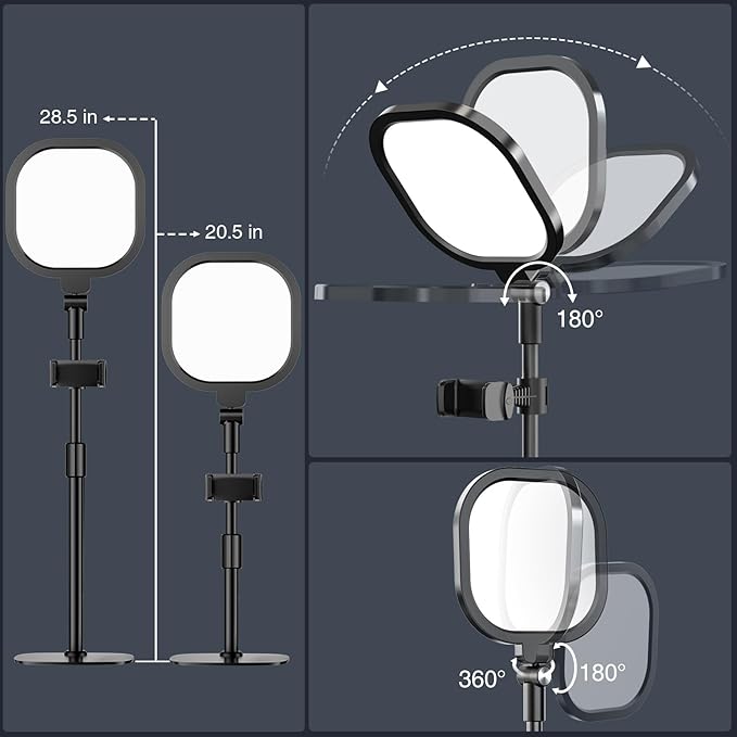 Zoom Lighting for Computer, Adjustable Desk Lighting for Video Calls, 30 Light Modes Video Conference Light, Desk Ring Light with Stand for Webcam, Meetings, Live Stream, Home Office. CRI 97.8