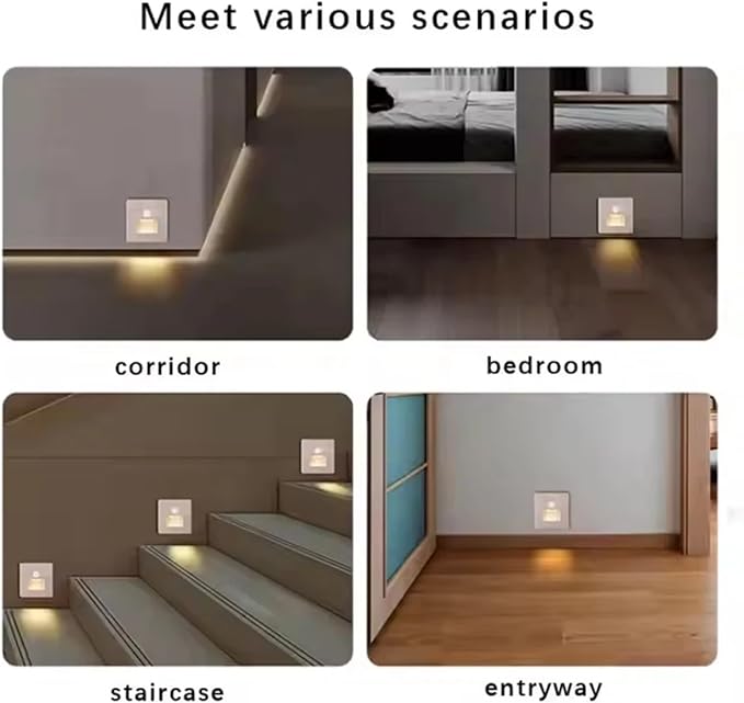 10 Pack Recessed Motion Detector Sensor Led Stair Light Wall Lamp Sconce Lighting Step Stairway Aisle Lamps Basement Passage Footlights